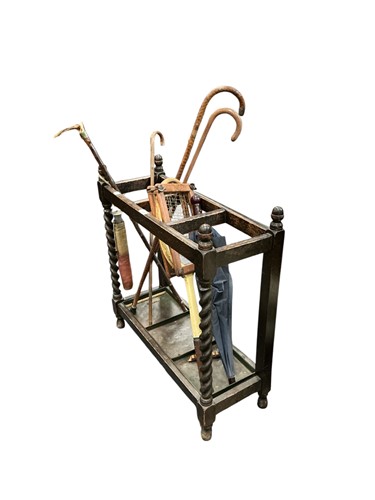 Lot 429 - A Edwardian oak barley twist umbrella or stick...