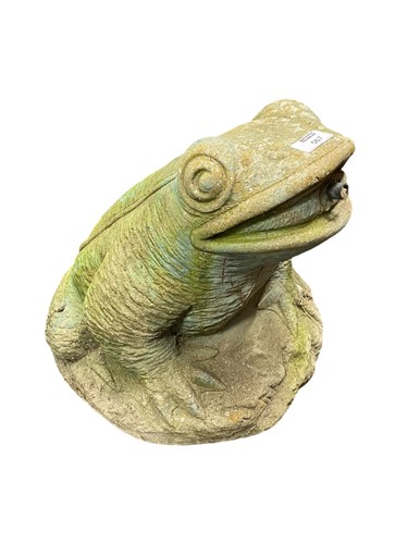 Lot 567 - A cast concrete water feature of a frog on a...