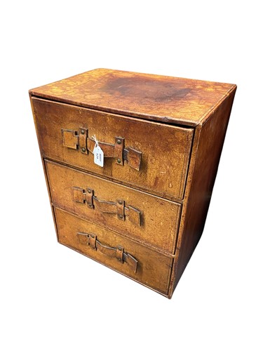 Lot 529 - A small leather three drawer chest, modern, 53...