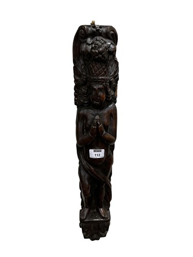 Lot 112 - A 17th century style carved oak figural...