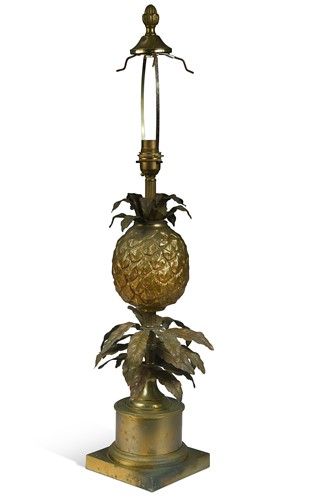Lot 223 - Attributed to Maison Charles, a gilt metal pineapple table lamp