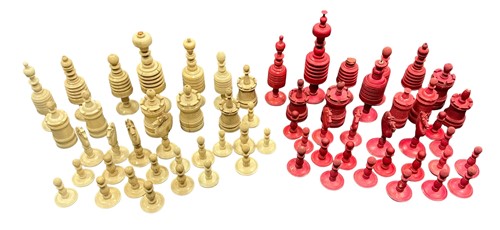 Lot 126 - Two turned bone chess sets, late 19th or early...