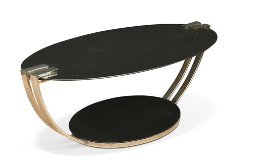 Lot 401 - An Art Deco style glass and chrome coffee table, 1970s