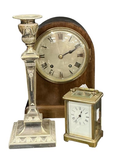 Lot 134 - A French brass carriage clock; together with...