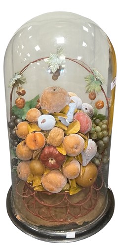 Lot 105 - A Victorian diorama with fruit under a glass...