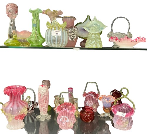 Lot 104 - A collection of glass to include cranberry and...