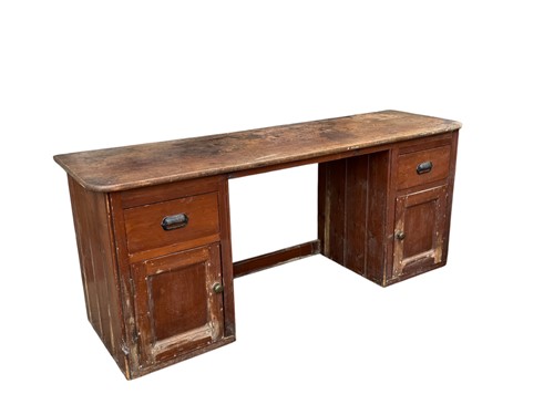 Lot 472 - A 20th century pine and elm topped clerks desk,...