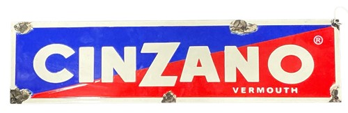 Lot 138 - A blue and red painted metal 'Cinzano Vermouth'...