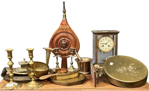 Lot 114 - A French glazed case mantle clock (lacks rear...