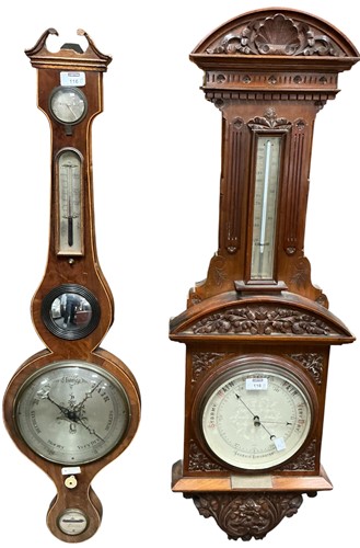 Lot 116 - An Edwardian carved case aneroid barometer,...