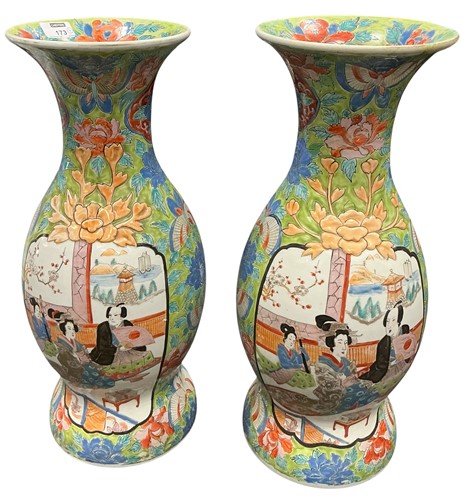 Lot 173 - A large pair of Japanese ceramic vases, 20th...
