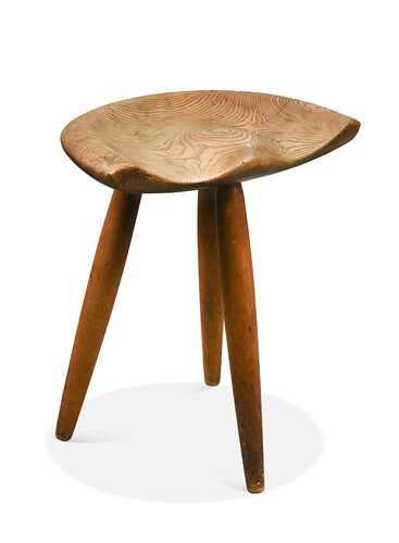 Lot 370 - An ash and beech tripod stool