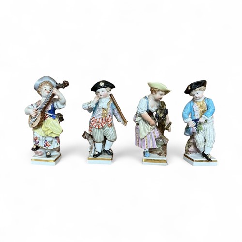 Lot 42 - Four Meissen figurines, circa 1900, the two...
