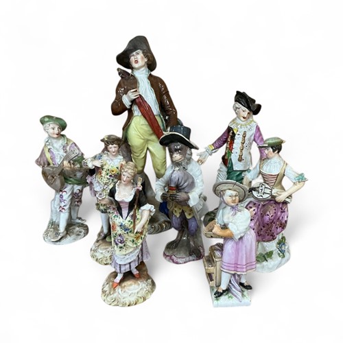 Lot 3 - A group of continental porcelain figurines, to...