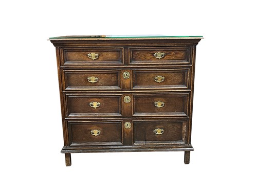 Lot 558 - A late 17th century oak chest of drawers, two...