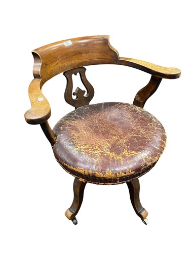 Lot 549 - A Victorian mahogany revolving desk chair 78 x...