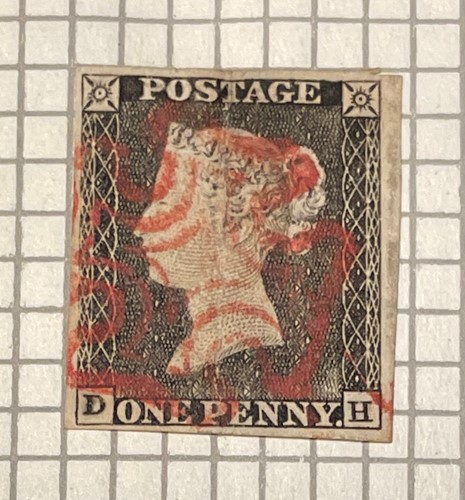 Lot 102 - A stamp album with a 4 margin 1d black with...