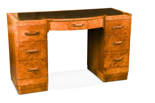 Lot 390 - An Art Deco figured walnut kneehole desk