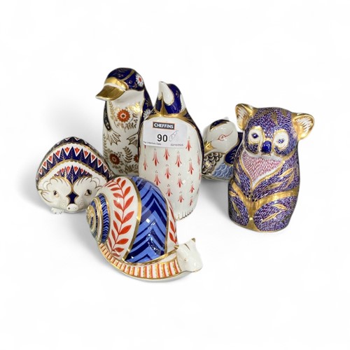 Lot 90 - Six Royal Crown Derby imari animal and bird...