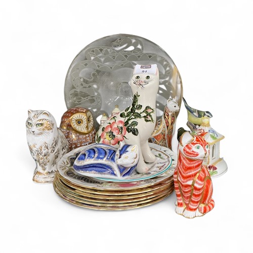 Lot 91 - Four Royal Crown Derby imari cats and an owl...