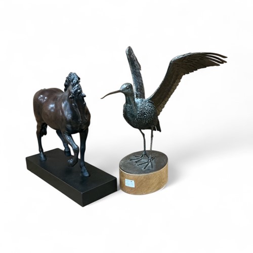 Lot 146 - Snipe taking to flight, metalware sculpture on...