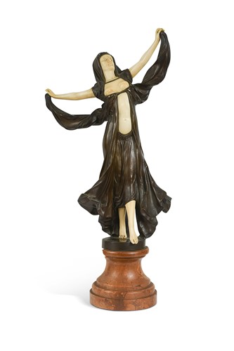 Lot 148 - Peter Tereszczuk (1875-1963), an Art Deco bronze and ivory figure of a dancer