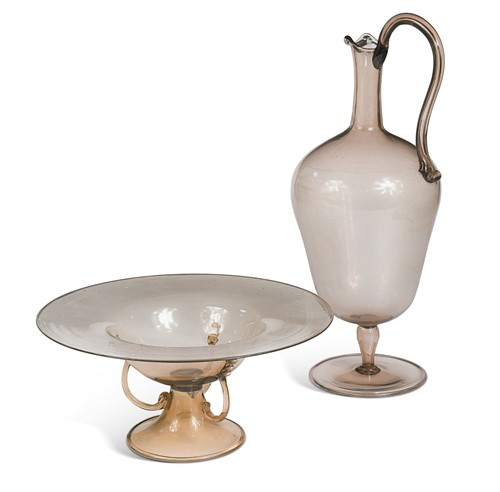 Lot 9 - Vittorio Zecchin (1878-1947), a Murano glass ewer and tazza, circa 1920