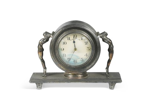 Lot 208 - An Art Deco electroplated mantle clock by B. W. Fase & Co.