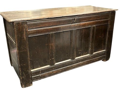 Lot 575 - An 18th century oak coffer of large...