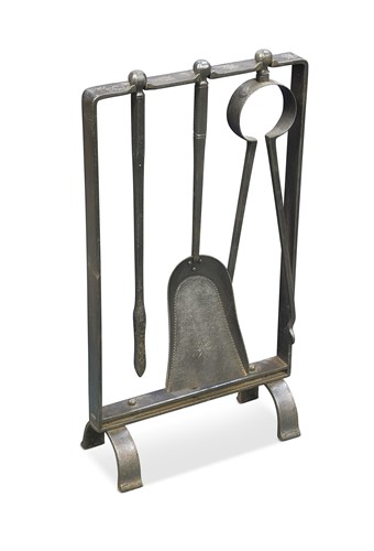 Lot 375 - Attributed to Gordon Russell Workshops, a wrought-iron companion set