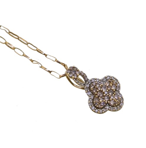 Lot 99 - A 9ct gold diamond pendant and chain