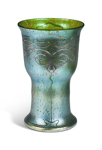 Lot 2 - A Loetz silver overlay papillon glass vase, circa 1900