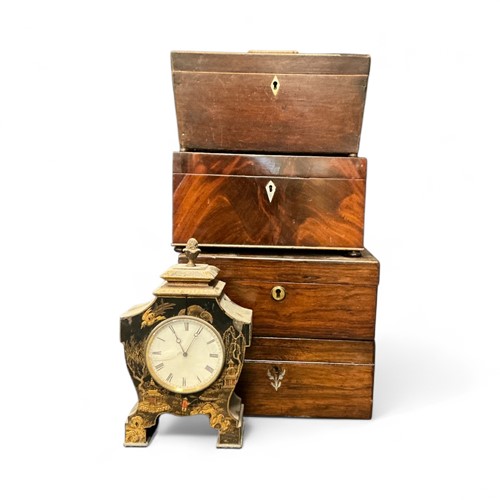 Lot 115 - Three 19th century work boxes, a tea caddy, a...
