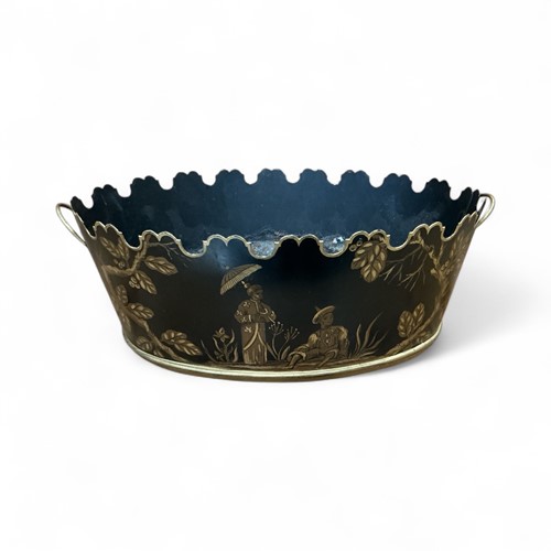 Lot 109 - A hand painted toleware jardiniere hand...