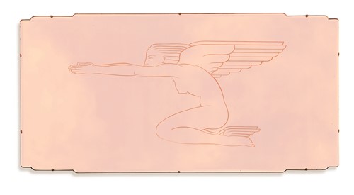 Lot 406 - An Art Deco peach glass wall mirror