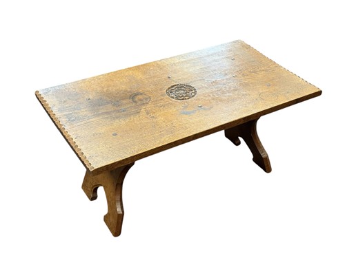 Lot 654 - Jack Grimble of Cromer, a carved oak coffee...