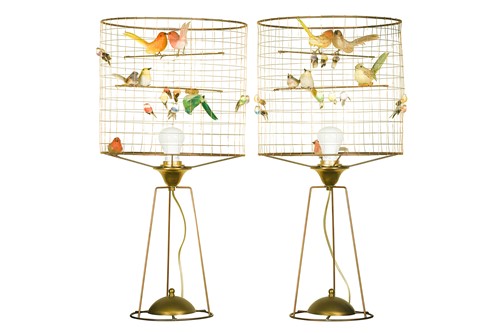 Lot 220 - Mathieu Challières (Contemporary), a pair of Aviary table lamps