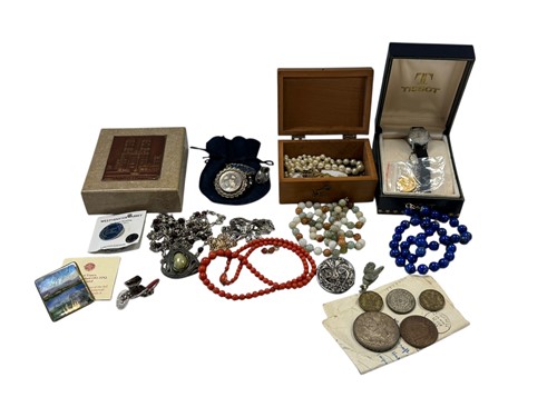 Lot 298 - A collection, of silver, bead and costume...