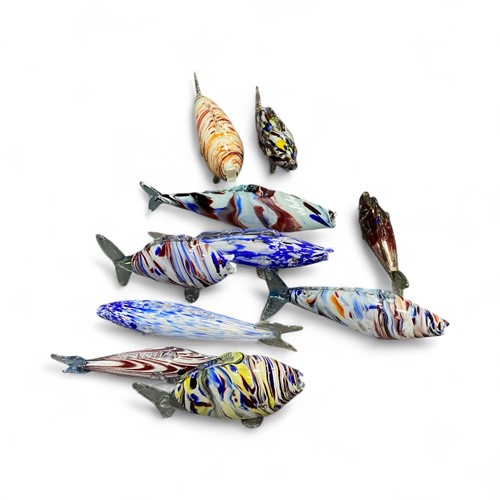 Lot 238 - A collection of ten Murano style glass fish,...