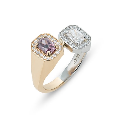 Lot A pink and white diamond crossover ring