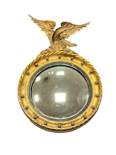 Lot 652 - Regency convex mirror, eagle surmount, 62cm x...