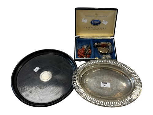 Lot 290 - A 19th century ebonised circular tray with...