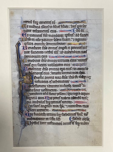 Lot 274 - A Medieval manuscript vellum leaf