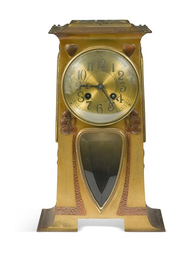 Lot 192 - An Art Nouveau four-glass brass mantle clock