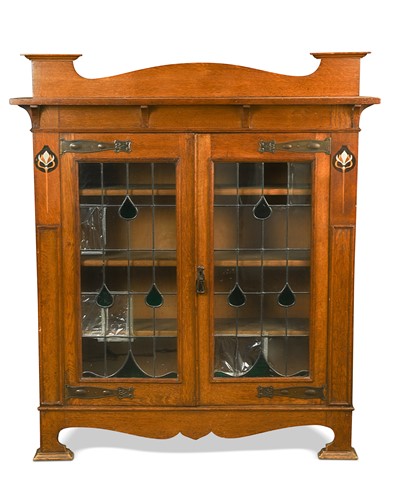 Lot 366 - An Arts & Crafts glazed oak bookcase, circa 1900