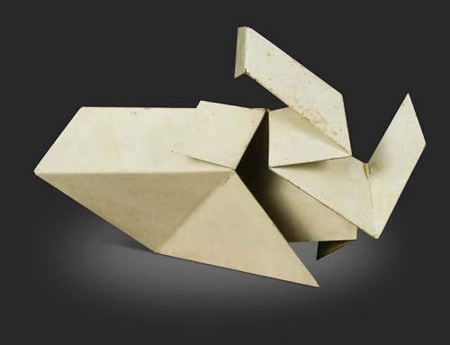 Lot 155 - A painted and folded steel model of a stylised dog