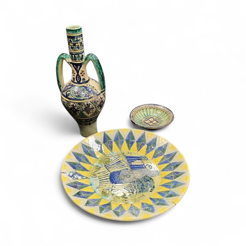 Lot 59 - A large glazed Continental twin handled vase,...