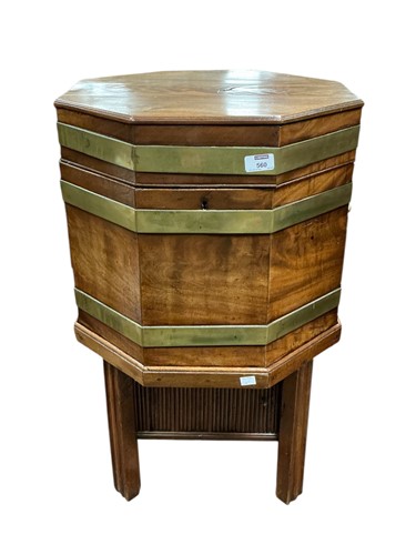 Lot 560 - A George III mahogany brass bound wine cooler...