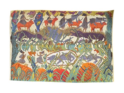 Lot 679 - An African wool pictoral wall hanging in the...