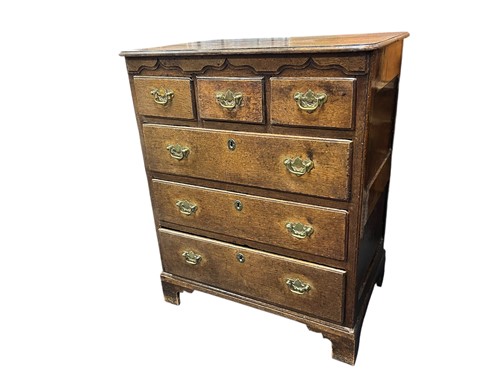 Lot 597 - A small oak chest of drawers, 18th century,...